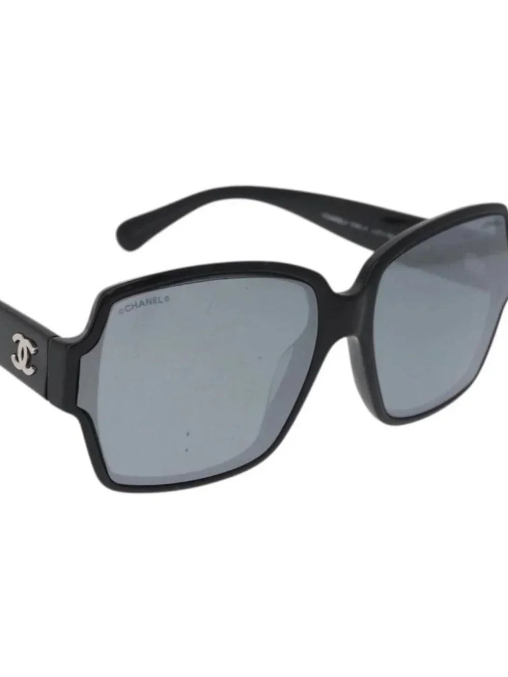 CHANEL COCO Mark Sunglasses plastic Black 5385-A CC Auth BA11986
